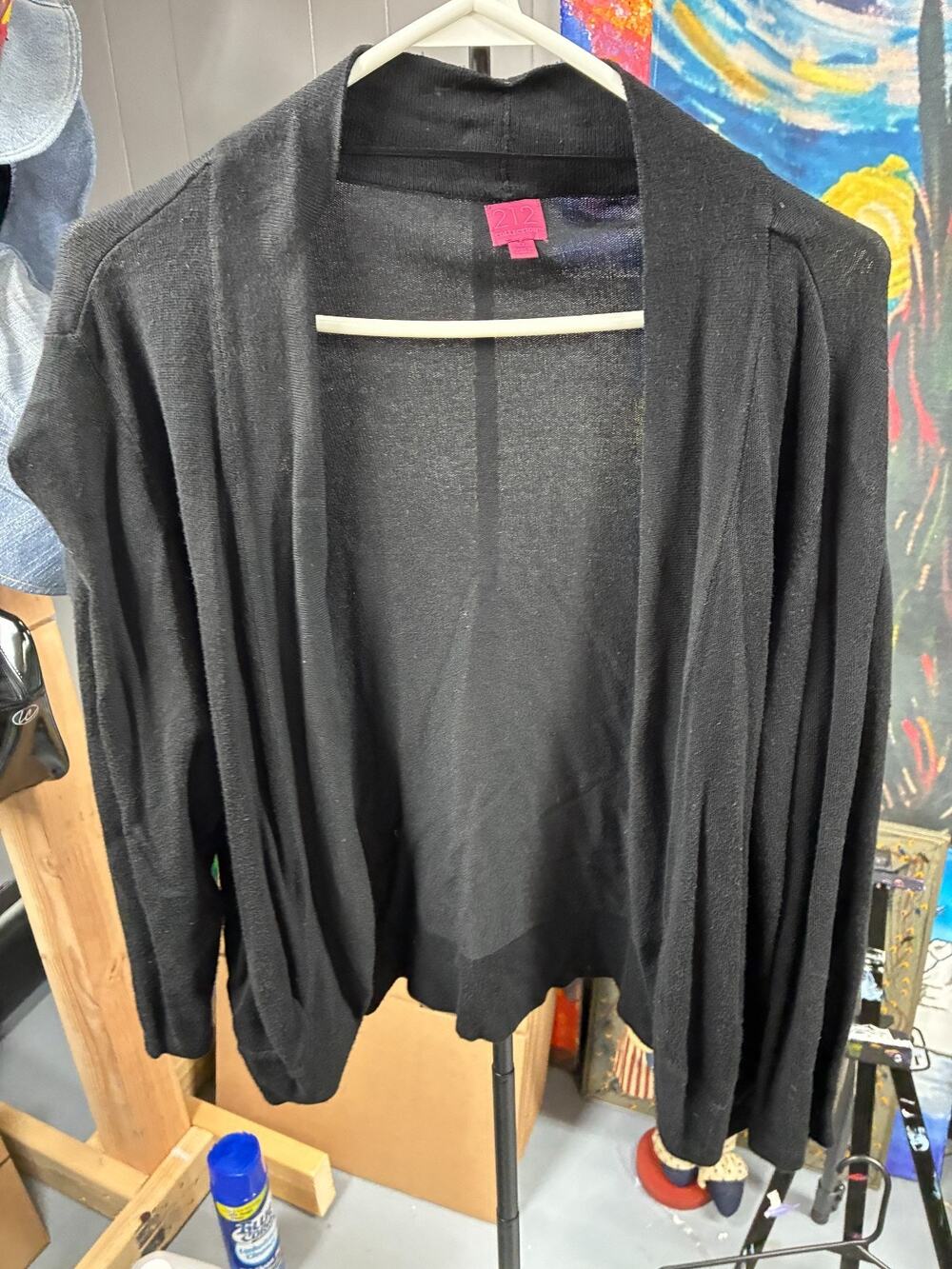 212 Collection Black Cropped Cardigan Shrug XL Open Front Lightweight